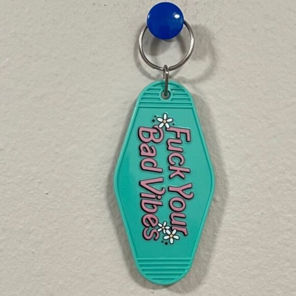 F your bad vibes NEW motel keychain - Picture 1 of 1